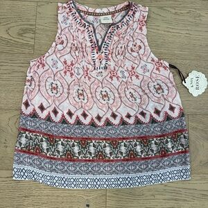 Knox Rose Pink and Red Patterned Blouse